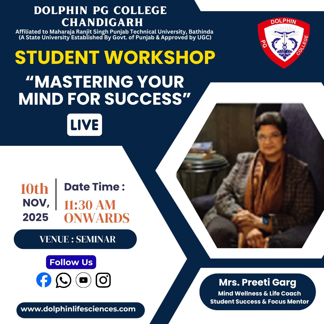DolphinSciences's tweet image. Join us for an inspiring Student Workshop on “Mastering Your Mind for Success” with Mrs. Preeti Garg — Mind Wellness &amp;amp; Life Coach.
📅 10th November 2025 | 11:30 AM onwards
📍 Seminar Hall, Dolphin PG College, Chandigarh
#MindForSuccess #StudentWorkshop #DolphinPGCollege
