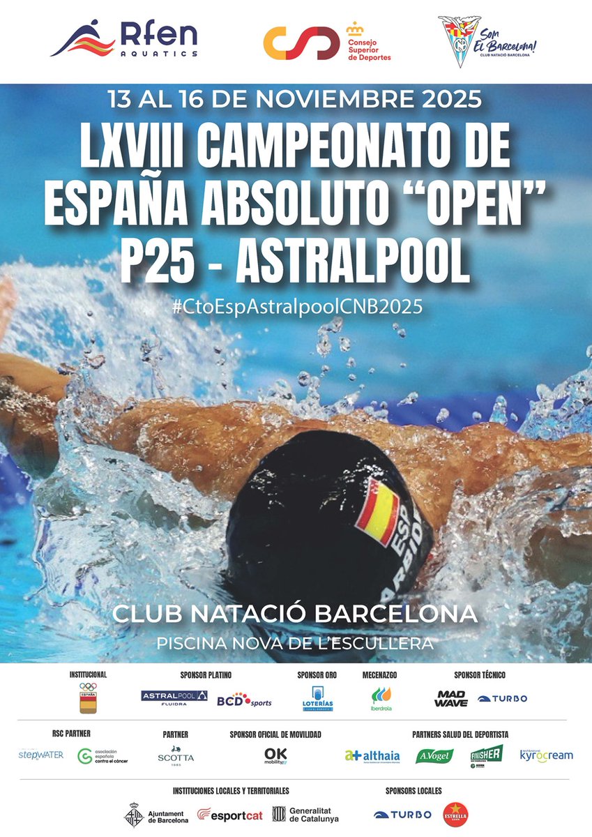 Y para continuar con las buenas noticias de principio de semana, tenemos que contaros que... 😎 11 de nuestros nadadores participarán en el próximo Cto de España Absoluto Open P25 - Astralpool en Barcelona, entre los días 13-16 de noviembre 💪
#CtoEspAstralpoolCNB2025 #GetxoIBKE