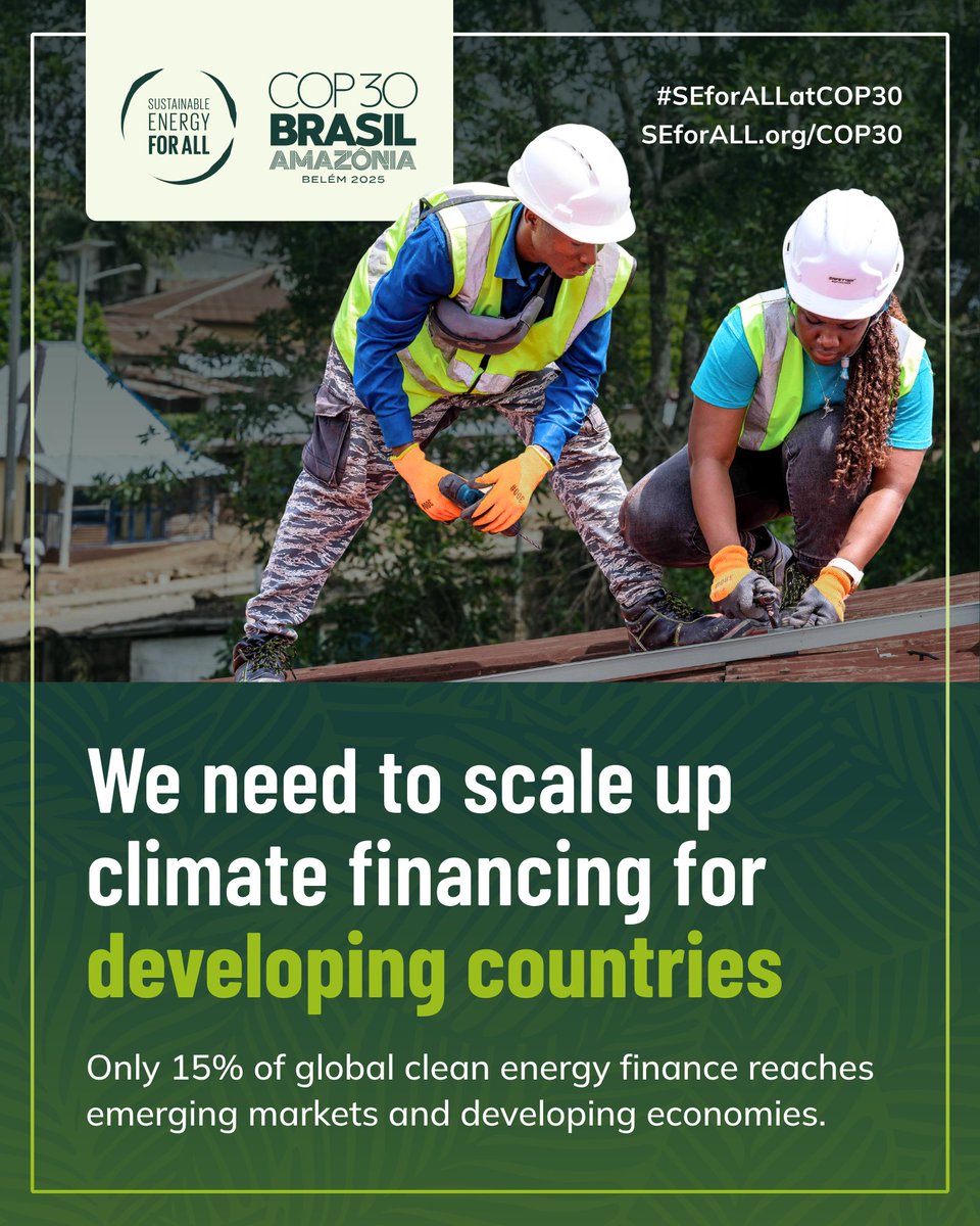 We need to scale up #climate financing for developing countries.

At #COP30 &amp; beyond, the high cost of capital, limited fiscal space &amp; persistent debt burdens constraining developing countries from attracting &amp; absorbing climate finance must be addressed.

seforall.org/events/seforal…