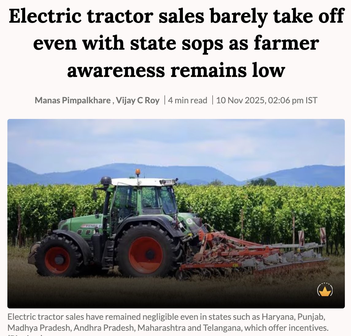 “Newer startups, however, face challenges in accessing state incentives, the problem for them is the difficulty in claiming incentives from state governments, as the procedure can be more complicated,” said <a href="/amitbhatt4u/">Amit Bhatt 🇮🇳</a> <a href="/TheICCT/">The ICCT</a> in <a href="/livemint/">Mint</a>: livemint.com/industry/etrac…
reported by