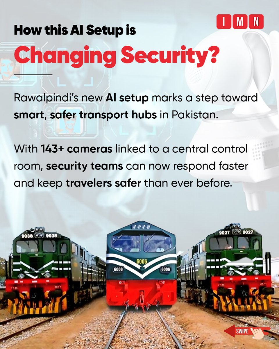 IbexMedianetwrk's tweet image. Rawalpindi Railway Station just installed Pakistan’s first AI-powered security system. Could this be the future of public safety?

#IbexMediaNetwork #AISecurity #AI #Pakistan