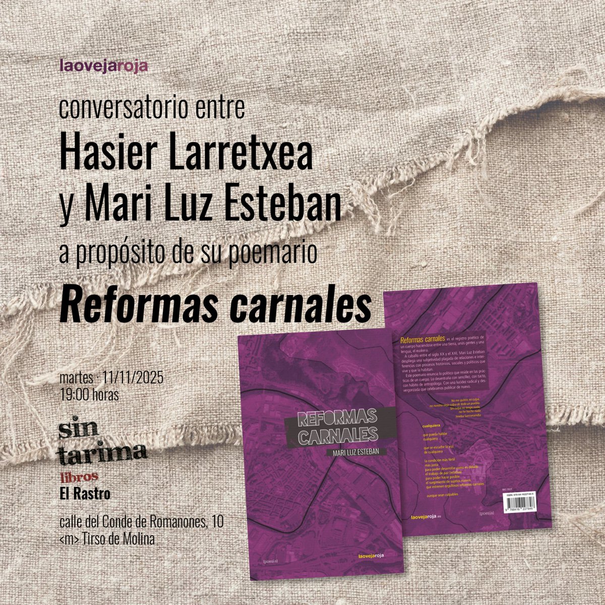 Se acerca el final de un año intenso... Un año de sustos, alegrías y circunvalaciones nuevas. Un año con enormes retrasos por fin mitigados... El primer abrazo grande nos llega con Mari Luz Esteban y sus poemas, una celebración de lo colectivo que se encarna en un cuerpo