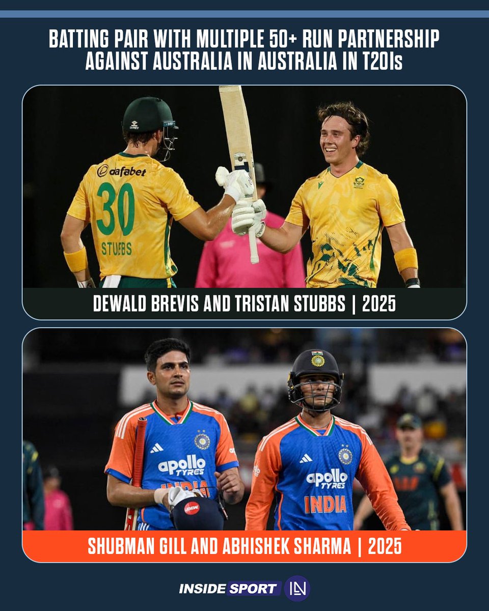 InsideSportIND's tweet photo. The Record breakers down under π¦π₯π
#TStubbs #DBrevis #ShubmanGill #AbhishekSharma #T20Is #Insidesport #CricketTwitter https://t.co/dRvom4nsyt