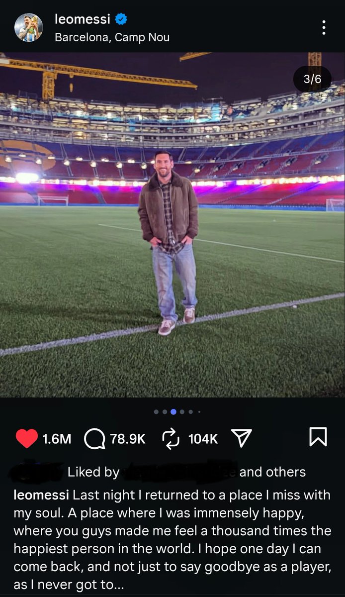 🚨Messi via Instagram as camp nou opens . 💙❤️