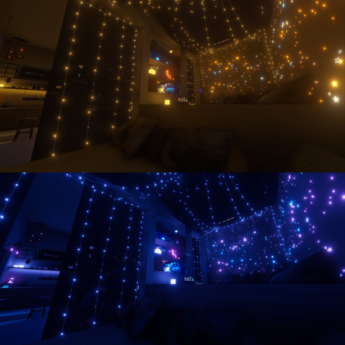 新ワールド『Starfall Hideout』を公開しました！

やわらかい灯りがゆっくり降りそそぐ小さな隠れ家です
落ち着いた空間で、寝落ちや友達とまったりお過ごしください

vrchat.com/home/launch?wo…

#VRChat #VRChat_world紹介 #VRChatワールド紹介