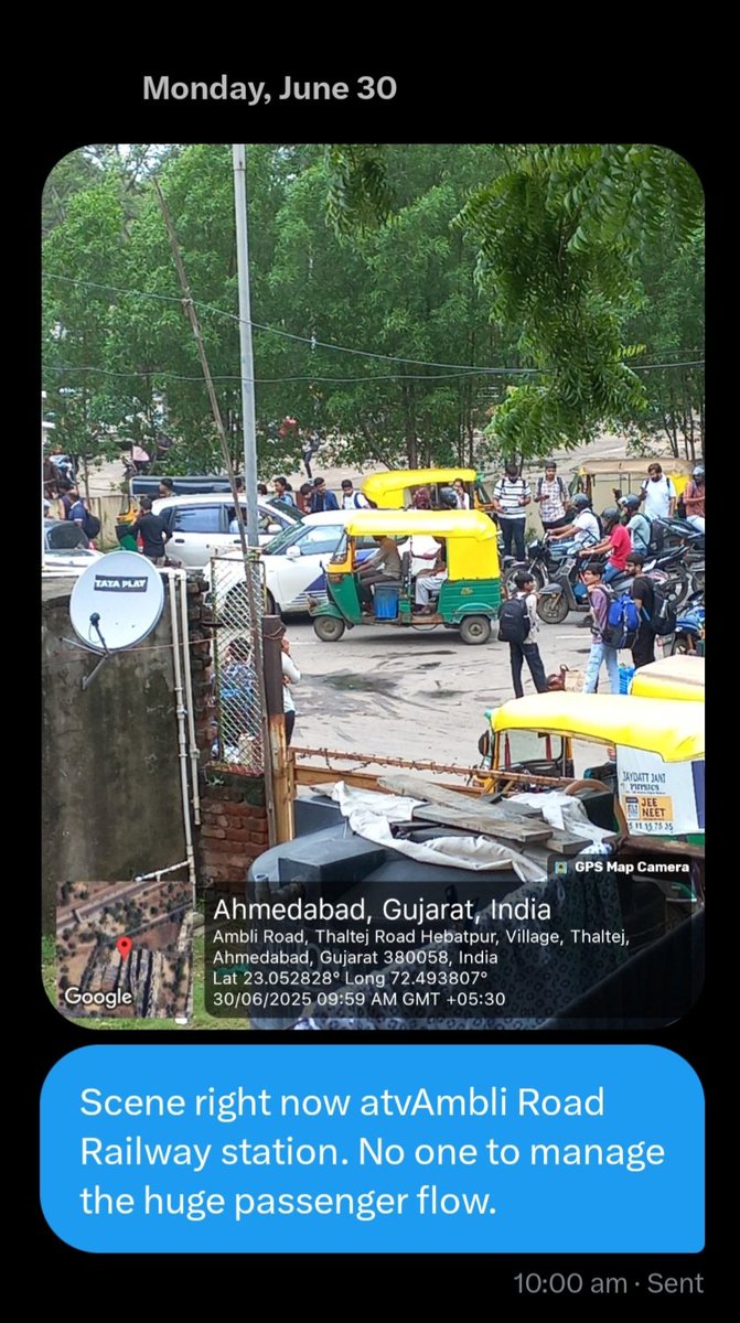 <a href="/PMvasavada/">Pranav Vasavada 🇮🇳</a> Had requested <a href="/AhmedabadPolice/">Ahmedabad Police અમદાવાદ પોલીસ</a> on 30th June 2025 to appoint a policeman or traffic PCR &amp; also <a href="/AmdavadAMC/">Amdavad Municipal Corporation</a> to start electric bus from Ambli Rd railway station to Thaltej metro station. Day by day footfall is increasing &amp; road captured by autos haphazardly! Peak time is hell now!