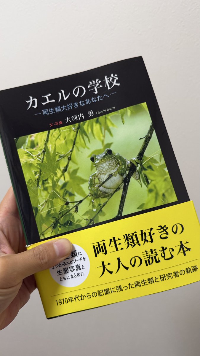 RANAさん（<a href="/NarinaRana/">RANA</a>）のご著書「カエルの学校」を購入しました。

口絵には40年以上前に撮影されたお写真も並び、長い年月にわたって自然を見つめ、記録されてきた重みを強く感じます。
そして文章が本当に面白くて、ぱっと開いたページから夢中で読み進めてしまいました。

素晴らしい一冊です！