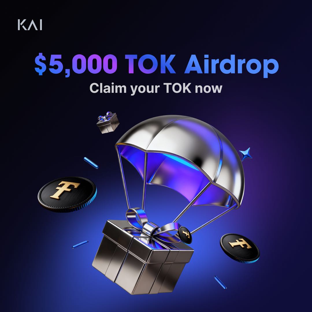 exchangeKAI's tweet image. The TOK Airdrop on KAI is still live, claim your free tokens today! 

🪂 Grab yours now → kai.com/rewards