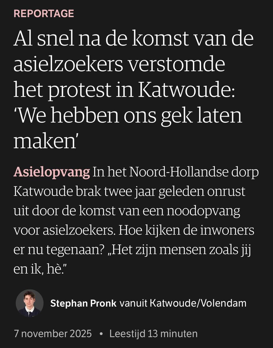 Mensen laat je niet gek maken. Bij de meeste asielzoekerscentra zijn er geen problemen. Dat blijkt hier ook alweer. 
nrc.nl/nieuws/2025/11…