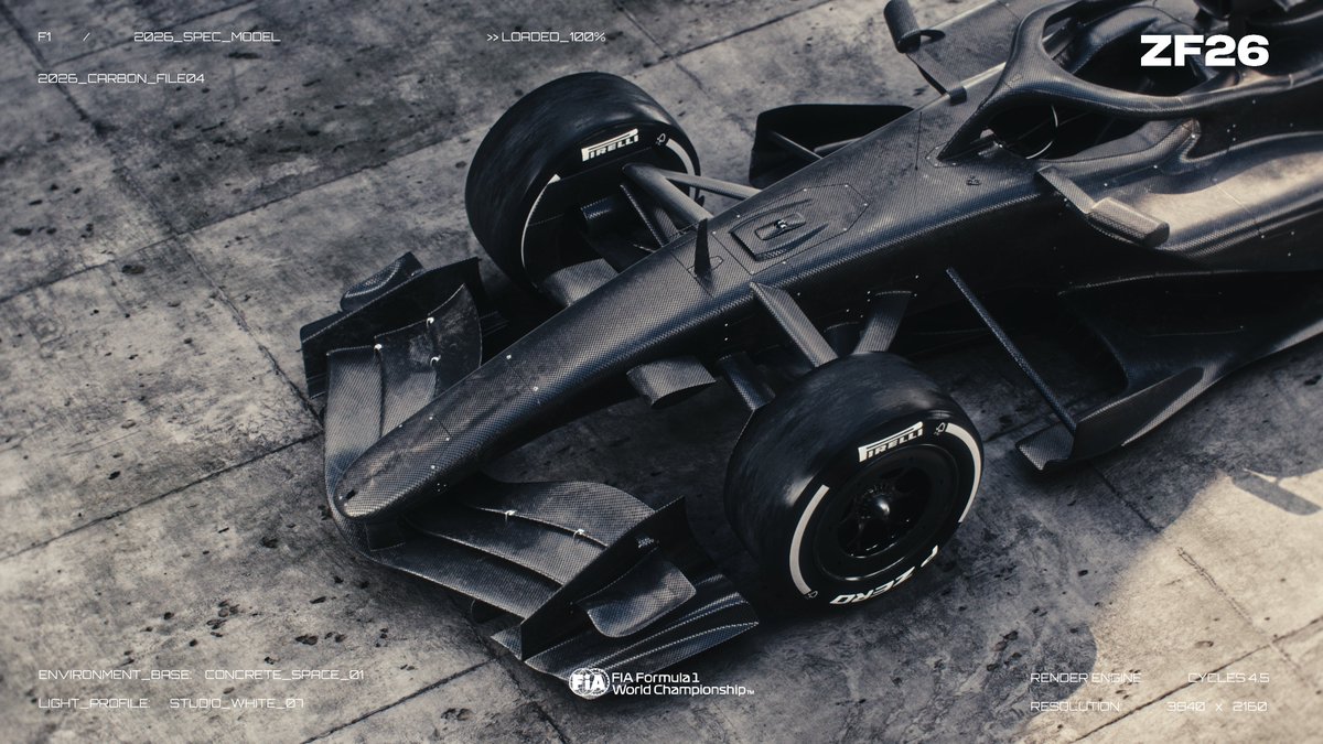 zordewfx's tweet image. Developed according to the official FIA Formula 1 2026 Technical Regulations, the ZF26 represents a realistic interpretation of the upcoming era of F1. A new chapter defined by compact proportions, reduced drag, and simplified aerodynamic surfaces.

#F12026 #FIA #blender3d #F1