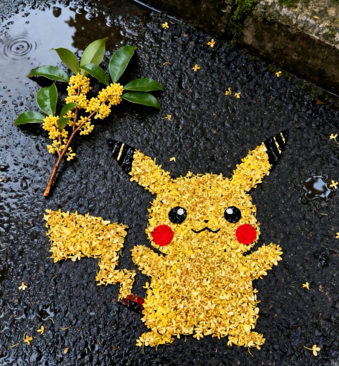 Cherry23206150's tweet image. 秋天桂花版皮卡丘！！！
#poke