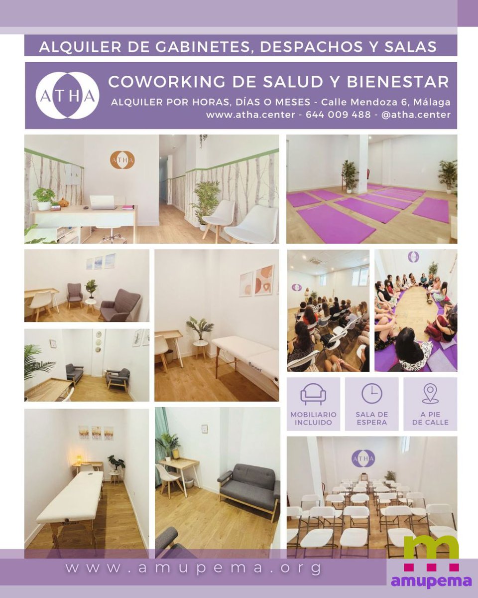 Si buscas un espacio donde trabajar con calma y profesionalidad, en Atha Center te ofrecen más que un lugar.
👉 C/ Mendoza 6, Huelin

🔍 Descubre más en atha.center

#amupema #empresarias #emprendedoras #coworking #terapiasnaturales #salud #bienestar
