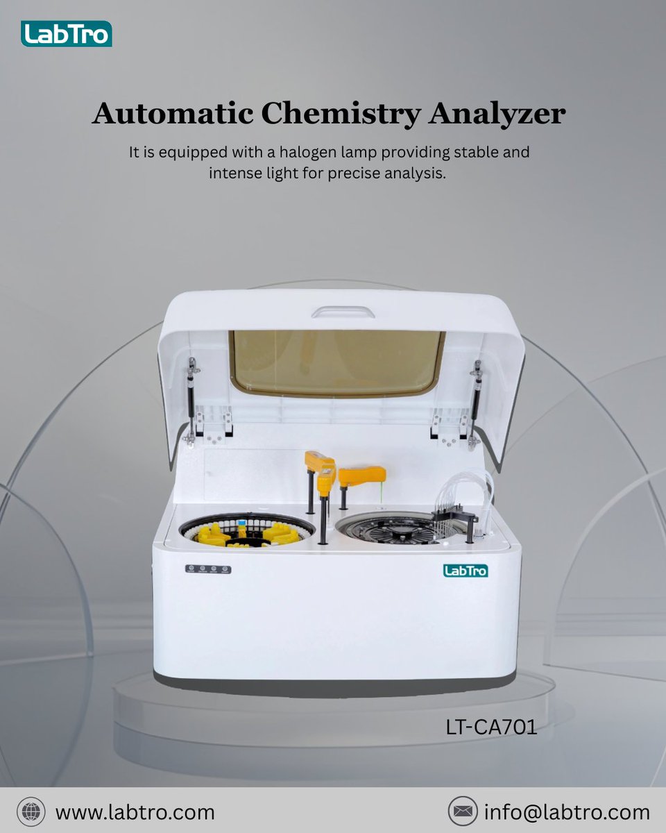 LabtroS588's tweet image. Automatic Chemistry Analyzer LT-CA701 ensures accurate and efficient biochemical testing with automated reagent handling and intuitive software.
🌐 labtro.com

✉️ info@labtro.com

#Labtro #ClinicalLaboratory #BiochemistryAnalyzer #LabInstrument #DiagnosticsEquipment