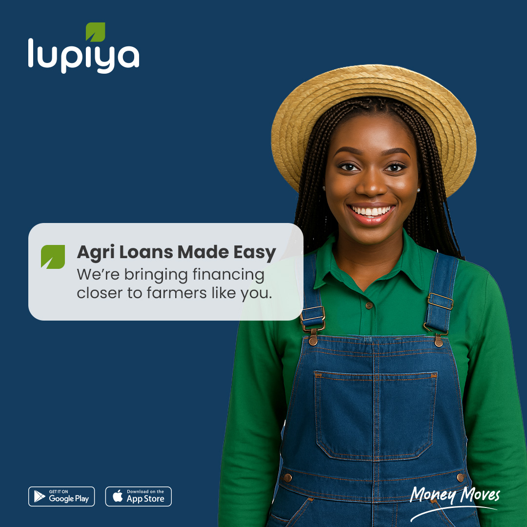 Lupiya Agri Loans

Whether you are buying inputs, hiring labor, or expanding your farm, our Agri Loans  are designed with you in mind. 

Get started online at bit.ly/4p5pcEo #LupiyaMoneyMoves #Agriloans