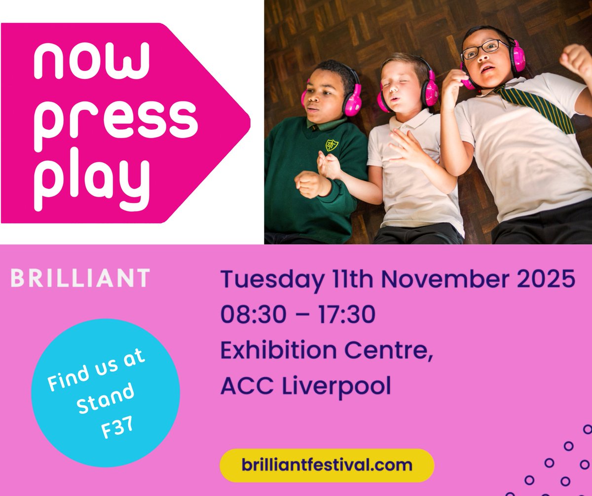nowpressplay's tweet image. Ever stepped inside a story? Join us at Brilliant, Stand F37, to experience a now&amp;gt;press&amp;gt;play adventure first-hand.
 🎧 Move, listen and learn - it’s inclusion in action.
 📅 11th November | 📍 Stand F37
#EdTech #Inclusion #EngagedLearning #Brilliant2025