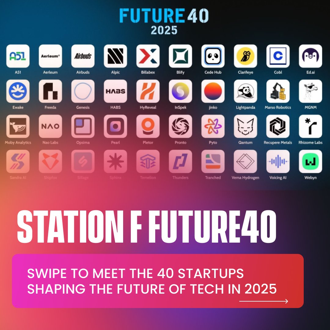 VivaTech's tweet image. 🚀@joinstationf Future 40 2025 is out!

We’ve summed up the key highlights so you don’t have to!

Like what you see? Discover the next generation of tech startup at #VivaTech 2026!