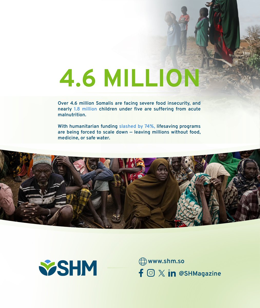 By mid-2025, 4.6 million Somalis will face food insecurity, and 1.8 million children under five will be severely stunted — 100,000 more than at the start of the year.

A nation’s hunger should never be ignored.

📖 From Ibrahim A. Maalim’s recent article published on SHM