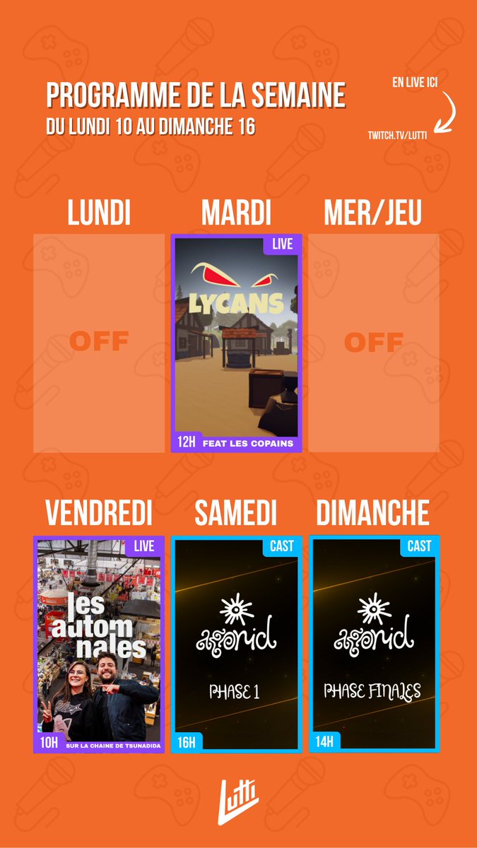 Programme de la semaine🗓️