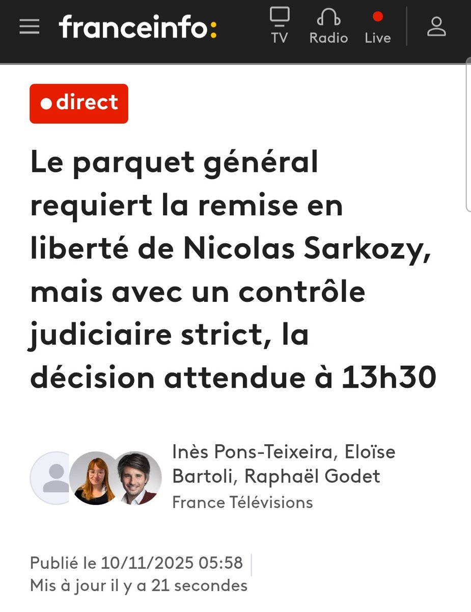 Un noir, un arabe ou musulman aurait été pris à négocier l'immunité d'un terroriste qui a tué 54 français, contre 20 millions €, il aurait été emprisonné à vie dans un quartier haute sécurité.

Quand vous vous appelez Nicolas Sarkozy, on requiert votre « remise en liberté ».