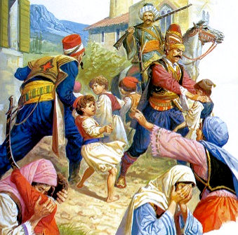 For 300 years the Ottoman Turks were stealing kids from their mothers. This was the most brutal thing humanity ever witnessed. They were waiting for women to birth, raise their kids, and then at the age of 8 were collecting the them. The devşirme known as "collection of children"