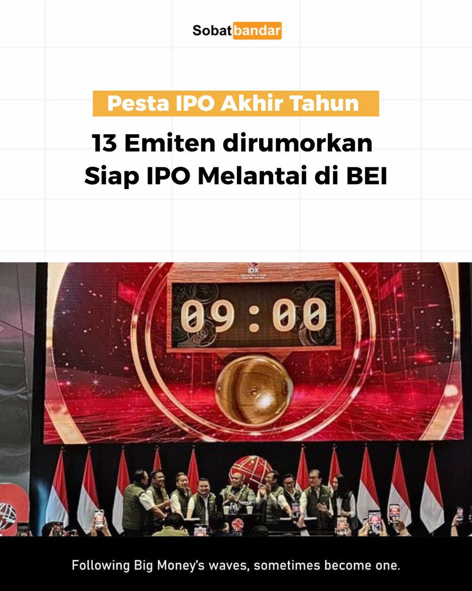 IPO hunter udah siap kaya belom? nih kalo kemarin cuma kebagian 1 lot, coba peruntungan kesini, siapin cash, kalo gaada, uang panas kita dinginkan