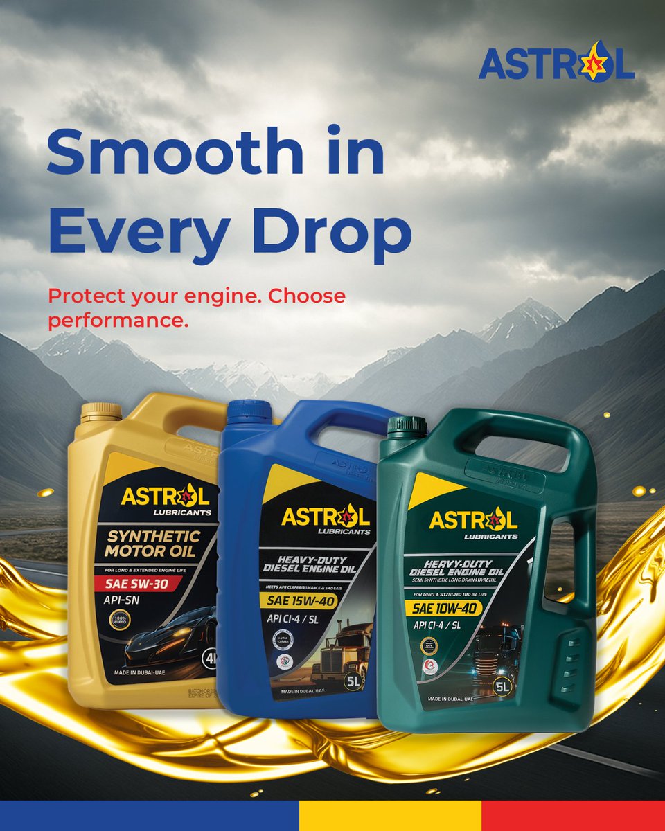 astrol_info's tweet image. Every great drive begins with great protection. Astrol Lubricants keep your engine running smoother, longer, and stronger. Available at an Astrol station near you.
#AstrolLubricants #SmoothDrive #EngineProtection #switchtoastrol