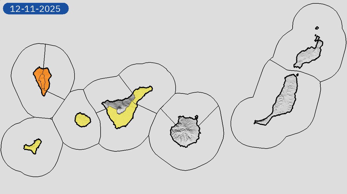 10/11 11:06 AVISOS PASADO MAÑANA | Canarias: lluvias, tormentas y vientos. Nivel máximo de aviso: naranja.
Actualizaciones en aemet.es/es/eltiempo/pr…