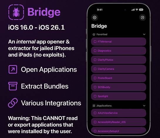 senumy_ipa's tweet photo. Bridge v1.1 is now available! 🚀
This update adds iOS 26.1+ support, static applists, and major bug fixes for smoother performance.
👉 Download IPA & Installation Guide: https://t.co/4GLiRseIgD
#Bridge #iOS26 #iOS261 https://t.co/NoJdl861OP