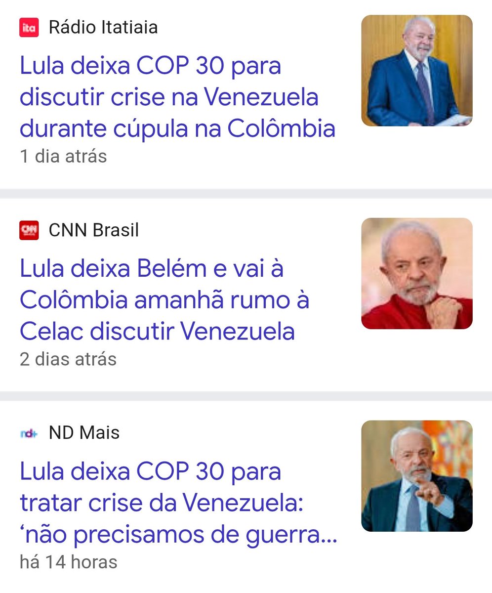 Incrível como nenhum jornal posta a verdade! 
A notícia é: "Lula abandona COP30, abandona as vítimas do Paraná e corre para Colômbia defender o ditador assassino Nicolás Maduro."

Quem apoia o PT é bandido, ditador e assassino, não?
