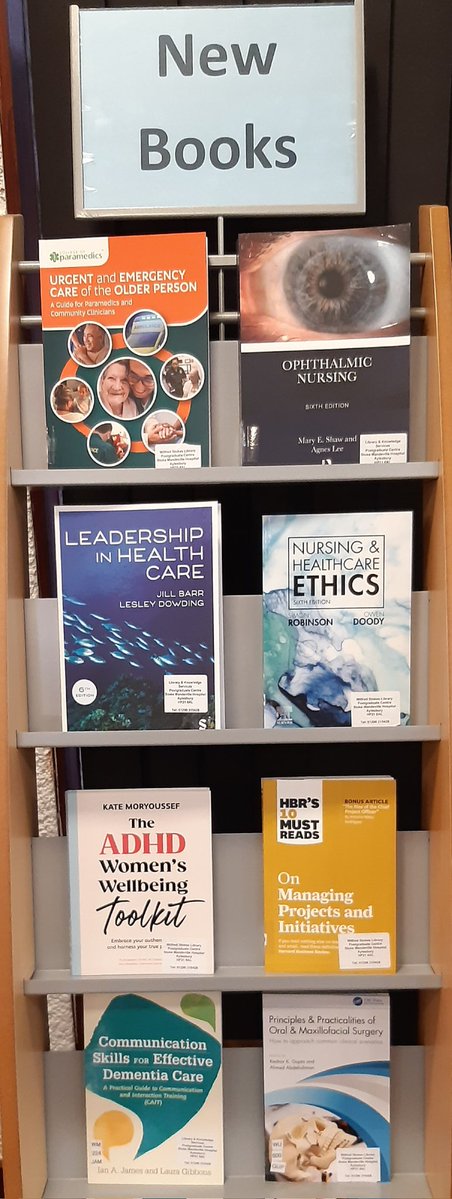 bucksnhslibrary's tweet image. Another fine collection of new books added to our shelves this week!
Please pop in to the library for a browse!
#BHTLibrary #paramedics #leadership #ethics #Ophthalmology #ADHD #Wellbeing #Management #dementia #newbooks