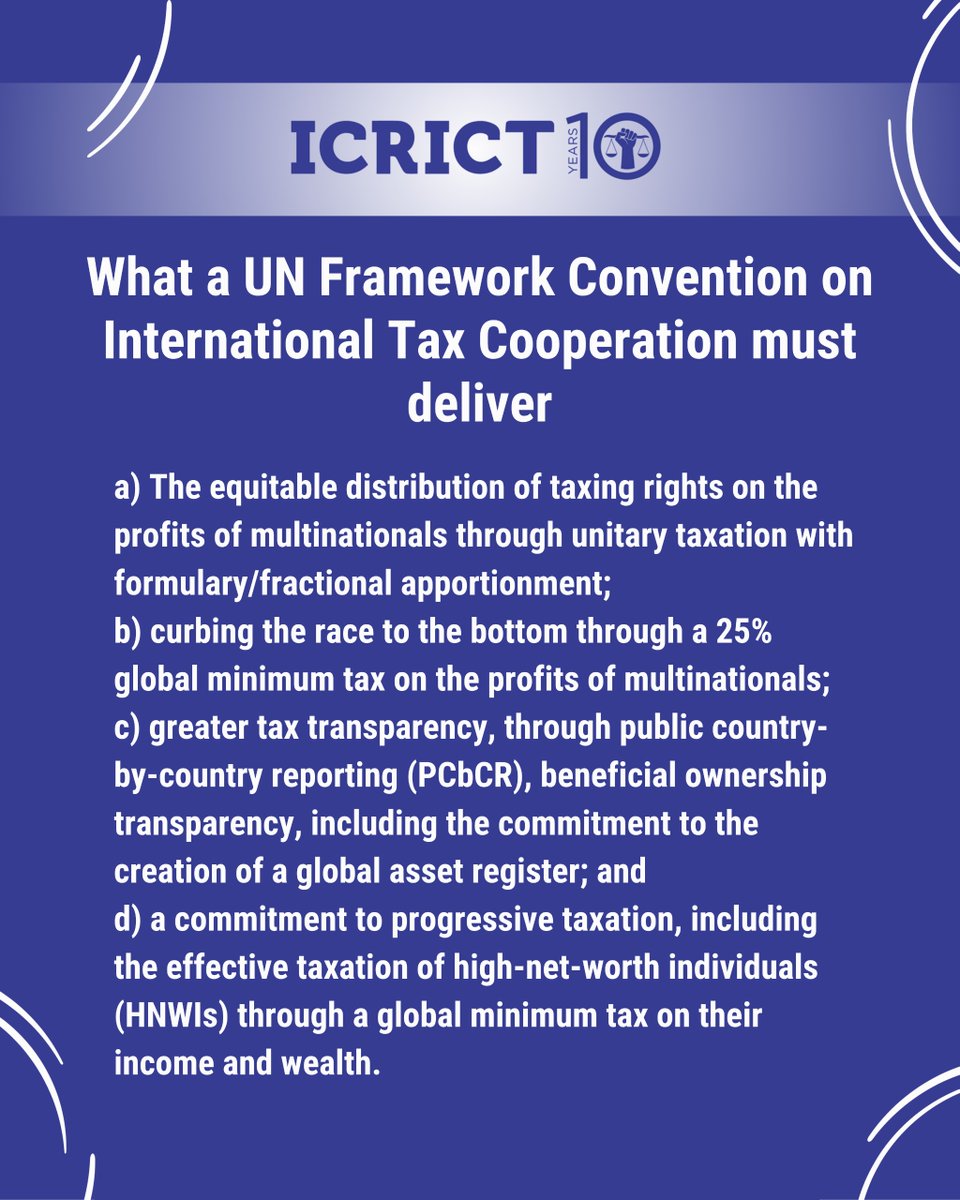 🌍As negotiations for a #UNTaxConvention resume today in Nairobi, our new publication shows what the framework convention — and its first two protocols — must deliver to build a fairer and more inclusive global tax system.
1/3 Read it here: shorturl.at/qWan4