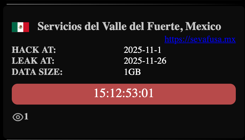 _venarixES_'s tweet image. El grupo #NightSpire #ransomware habría #hackeado a #SEVAFUSA (sevafusa.mx), una empresa mexicana 🇲🇽 que opera estaciones de servicio y vende gasolina en la zona de #Sinaloa, #Mexico...
Mas ℹ️ en #VenariX ➡️ venarix.com
#ciberataque #infosec…