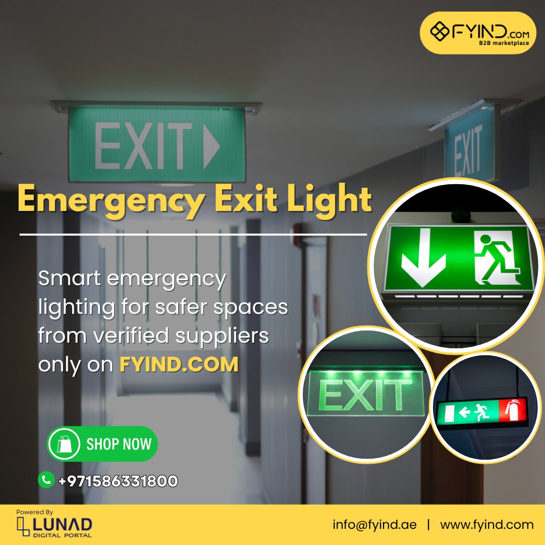 FYIND_COM's tweet image. Ensure safety in every space! 🚨

Find Emergency Exit Lights from verified suppliers on FYIND. Get quick quote now - fyind.com/uae/en/securit…

.

#Fyind #EmergencyLighting #EmergencyExitLight #IndustrialSafety #B2BMarketplace #UAE