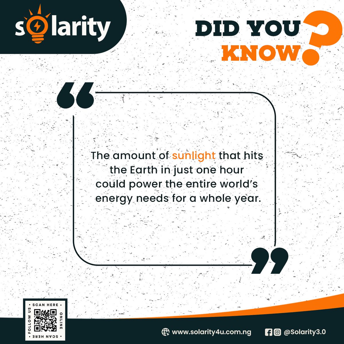 solarity4u's tweet image. The sun gives Earth enough energy in just 1 hour to power the world for a year. 🤯☀️
That’s 430 quintillion joules of pure potential!
At Solarity, we’re turning a fraction of that sunlight into reliable, clean power for homes &amp;amp; businesses. 💡🌍
#Solarity #GoSolar