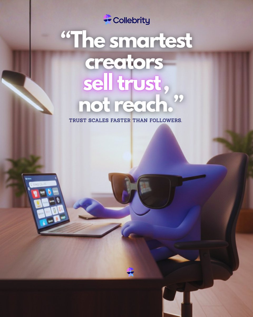 collebrity's tweet photo. The smartest creators sell trust, not reach.
.
Trust scales faster than followers — and it converts better.
.
Start your FREE Collebrity storefront and monetize your credibility. https://t.co/ldDkU4CRFA