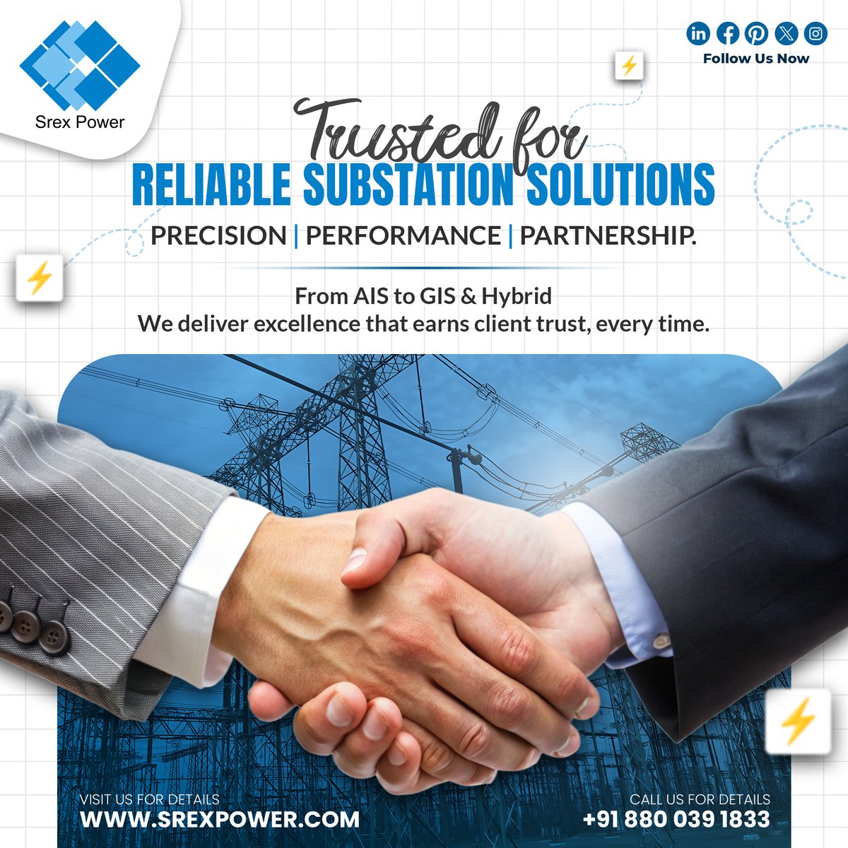 srexpowerindia's tweet image. Clients across industries trust Srex Power India for reliable AIS, GIS &amp;amp; Hybrid Substation solutions — built with precision, quality, and in-house expertise. ⚡
#SrexPower #SubstationSolutions #PowerInfrastructure #EPCProjects #EngineeringExcellence #TrustedPartner #MakeInIndia