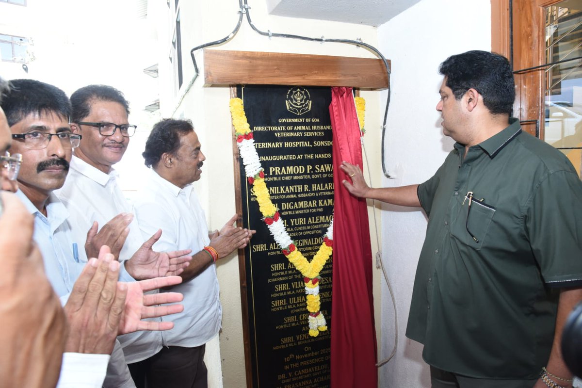 We are proud to witness the inauguration of the new Veterinary Hospital at Sonsodo, Raia by Minister for Animal Husbandry &amp; Veterinary Services, Shri. <a href="/NilkantHalarnk1/">Nilkant Halarnkar</a> This facility will strengthen animal healthcare services and benefit farmers and pet owners across the region.
