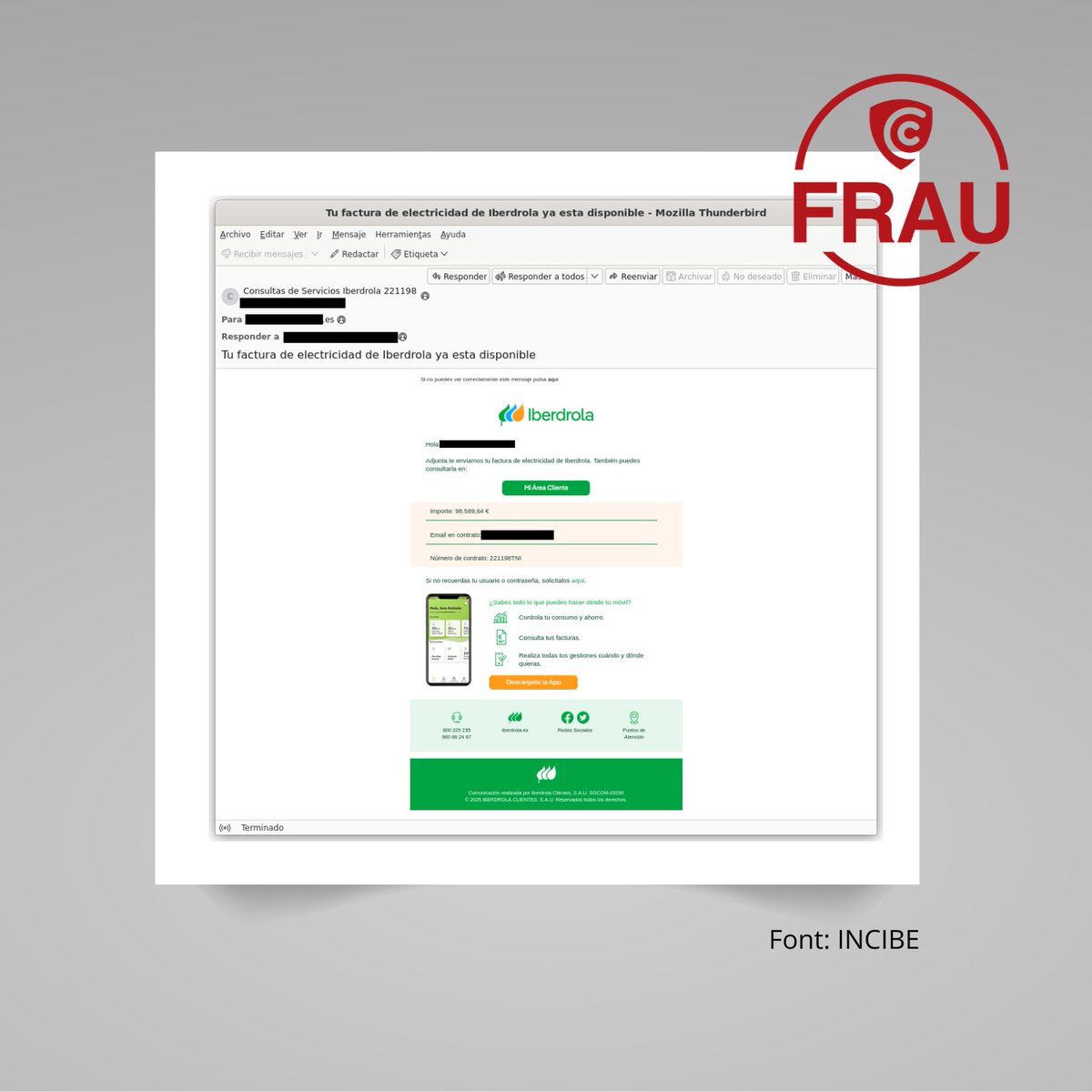 ⚠️ Alerta! <a href="/INCIBE/">INCIBE</a> avisa d’una nova campanya de correus electrònics fraudulents que suplanten <a href="/iberdrola/">Iberdrola</a>.

📩 El missatge inclou un enllaç maliciós que descarrega un arxiu per robar dades personals i bancàries.

➕ciberseguretat.gencat.cat/ca/detalls/not…