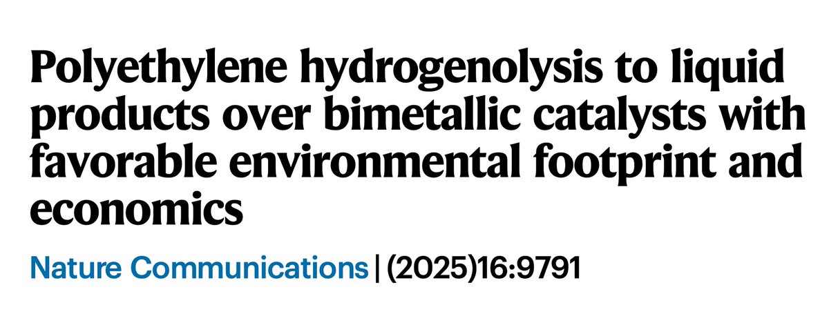 catalysis_eth's tweet image. What a ride! 🔥Our latest article on polyethylene recycling is out @NatureComms This piece, at the intersection of catalysis, sustainability, and systems thinking, represents the hallmark of collaborations @NCCR_Catalysis 👇
nature.com/articles/s4146…
