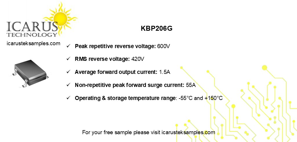 IcarusTechLtd's tweet image. Need a durable, efficient rectifier? The KBP206G handles high inrush currents, saves board space &amp;amp; boosts efficiency. Available now at Icarus Technology.

🖥️icarustek.com
📩help@icarustek.com 

#ElectronicComponents #PowerDesign #IcarusTechnology