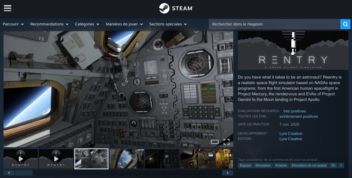 chcuny's tweet image. Mon nouvel achat @Steam …
#spacesim #spacegeek 

@AstronoGeek @PlayReentry 

J’ai hâte de pouvoir l’essayer ! 😜