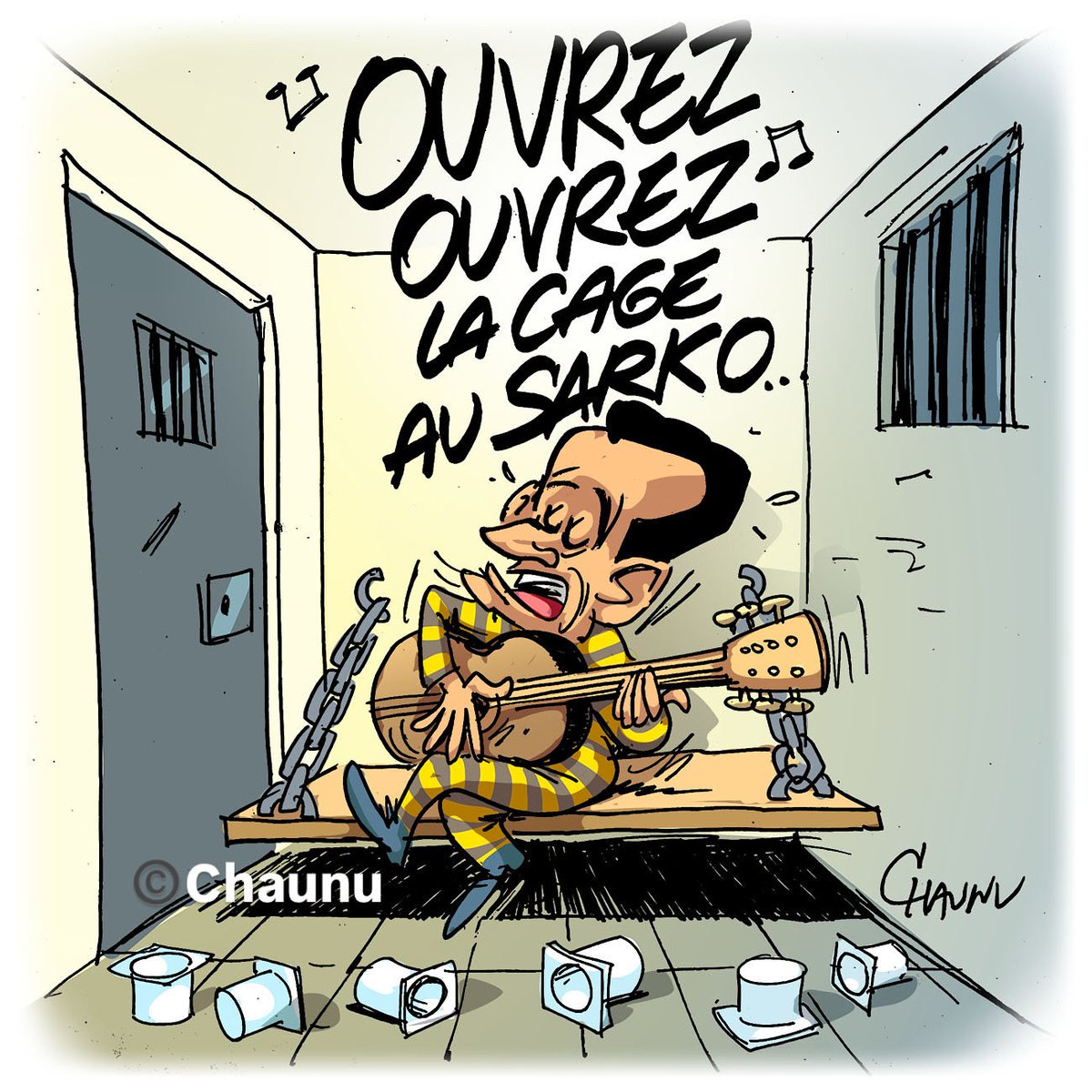 ✏️ dessin du jour pour <a href="/_lunion/">L'union</a> : Presque trois semaines après son entrée derrière les hauts murs de la prison de la Santé, Nicolas Sarkozy va-t-il recouvrer la liberté ?