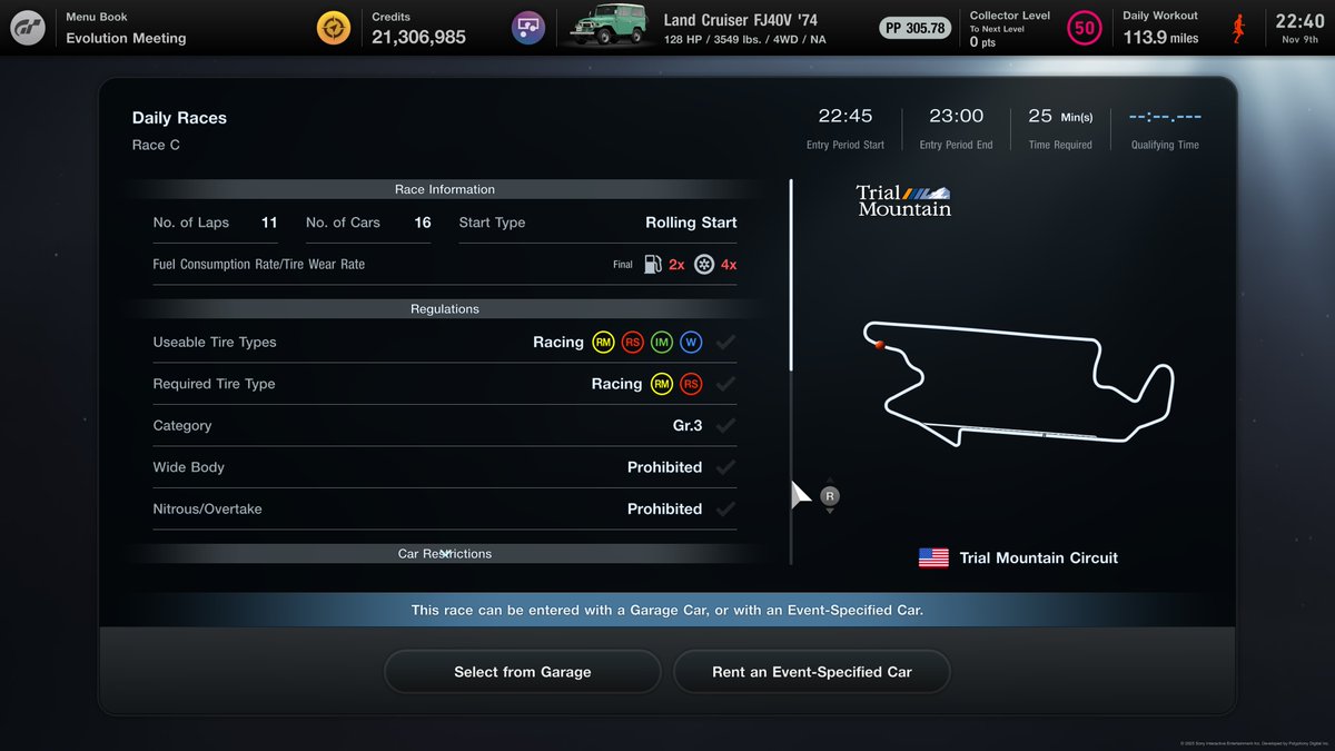 #GT7 #GranTurismo7 New Daily Races
A: Monza No Chicane, Hyundai Genesis
- DR and SR on

B: Interlagos, Gr. 4
- Brake Bias (BB) on

C: Trial Mountain, Gr. 3
- Racing Soft and Medium tires required
- BB on