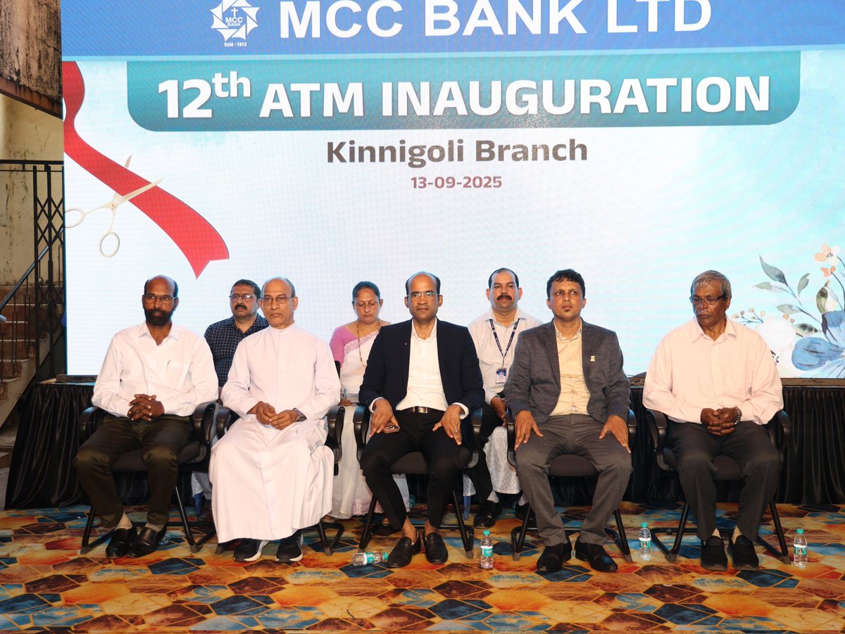 MCCBankLtd's tweet photo. MCC Bank, Mangalore inaugurated its 12th ATM at the Kinnigoli Branch on Saturday, September 13, 2025.The ATM was officially inaugurated by Dr Rudolph Joyer Noronha, Chief General Manager – Corporate Branding and Corporate Communications, MRPL. https://t.co/o5v6OqhQ2h