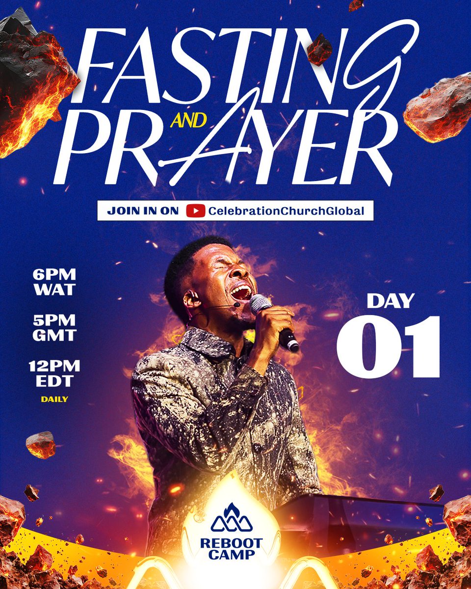 It begins! 🙏🔥

Our RBC Fasting and Prayer starts today, and we’re setting our hearts in alignment for all that God will do at Reboot Camp 2025.

Join us by 6PM on YouTube — Celebration Church Global as we pray together as a family. 

Don’t miss this move! ❤️‍🔥

#RBC2025