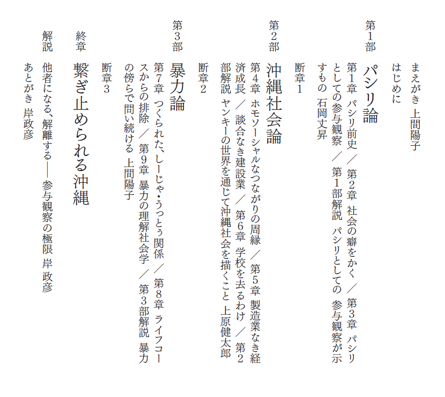 【お知らせ】
打越正行さんの遺稿集『沖縄社会論』が、来月のご命日に出版されます。

この一年は、編集をつうじて喪の作業を行ってるような感覚でした。

石岡丈昇さん、上原健太郎さん、上間陽子さん、岸政彦さんの解説もすばらしいです。

ぜひ本屋さんでご予約ください。
chikumashobo.co.jp/product/978448…