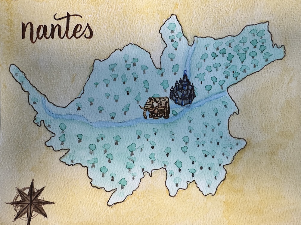 javierladino's tweet image. Day 9 of #30DayMapChallenge: Analog 🎨
I stepped away from the screen and dove into watercolor! 💧🗺️
Here’s my hand-painted fantasy-style map of Nantes, inspired by The Legend of Zelda.
Brushes, paper, and a bit of magic! ✨
#Cartography #MapArt #WatercolorMap #nantes