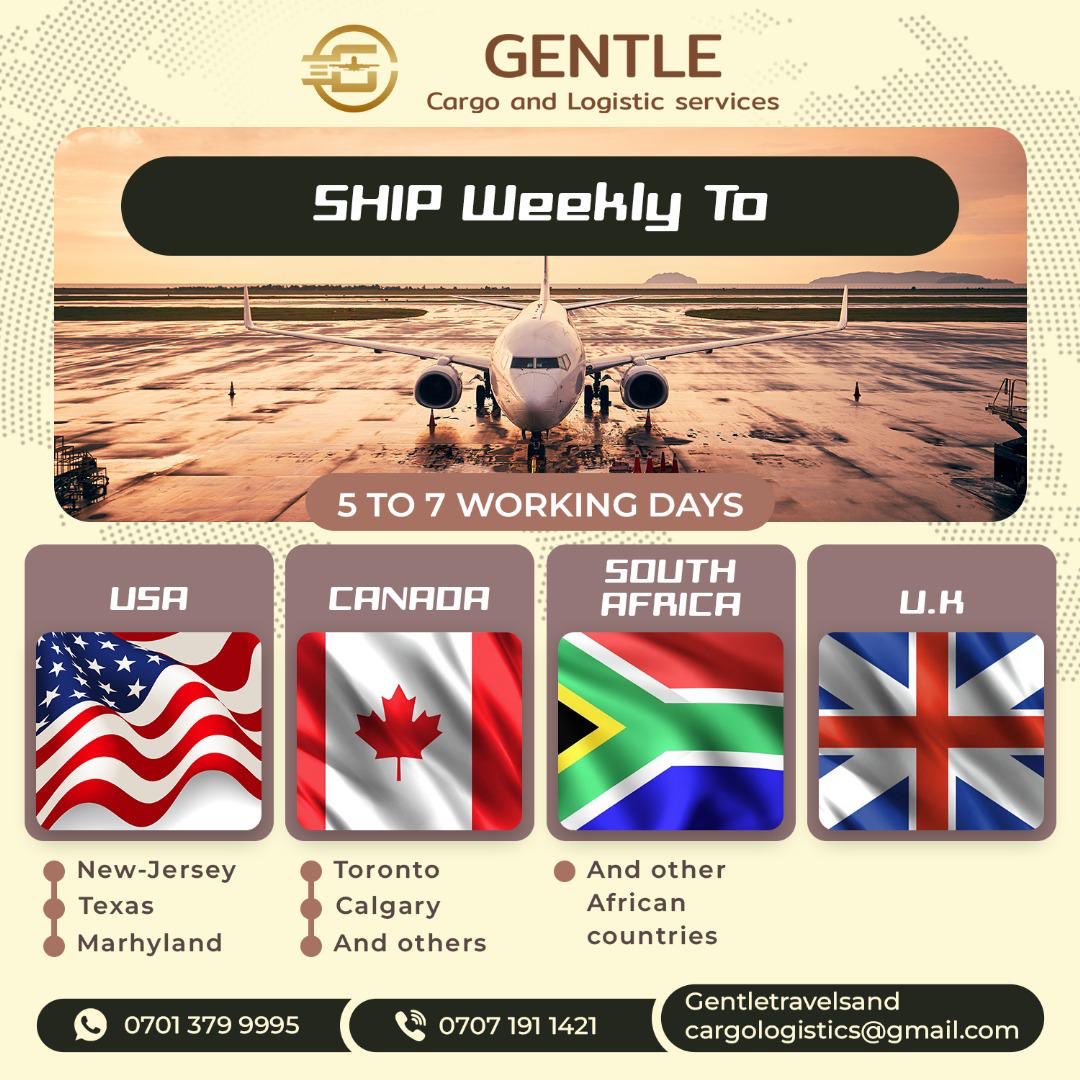GentleX0's tweet image. Your goods deserve a reliable route ✈️🚢

From the UK 🇬🇧 to Nigeria 🇳🇬 — we handle it all with care, speed, and trust.

📦 Gentle Cargo… Efficiency in Motion Experience.

#GentleCargo #ShippingSimplified #LogisticsExperts