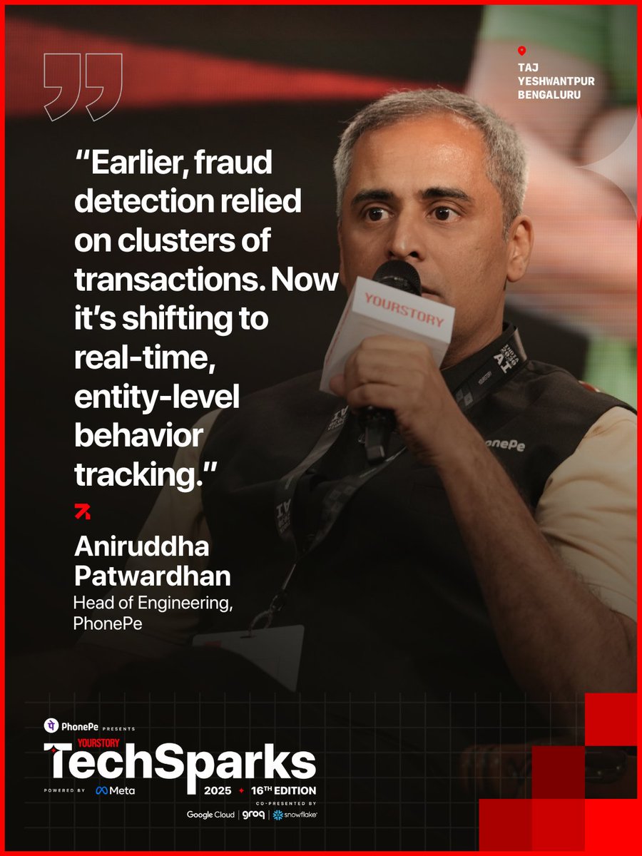 _TechSparks's tweet image. At #TechSparks2025, @ani_myworld of @PhonePe shared how AI-driven modeling and real-time vector analysis detect fraud across billions of transactions, scaling India&apos;s digital infrastructure intelligently without linear human intervention.

@YourStoryCo