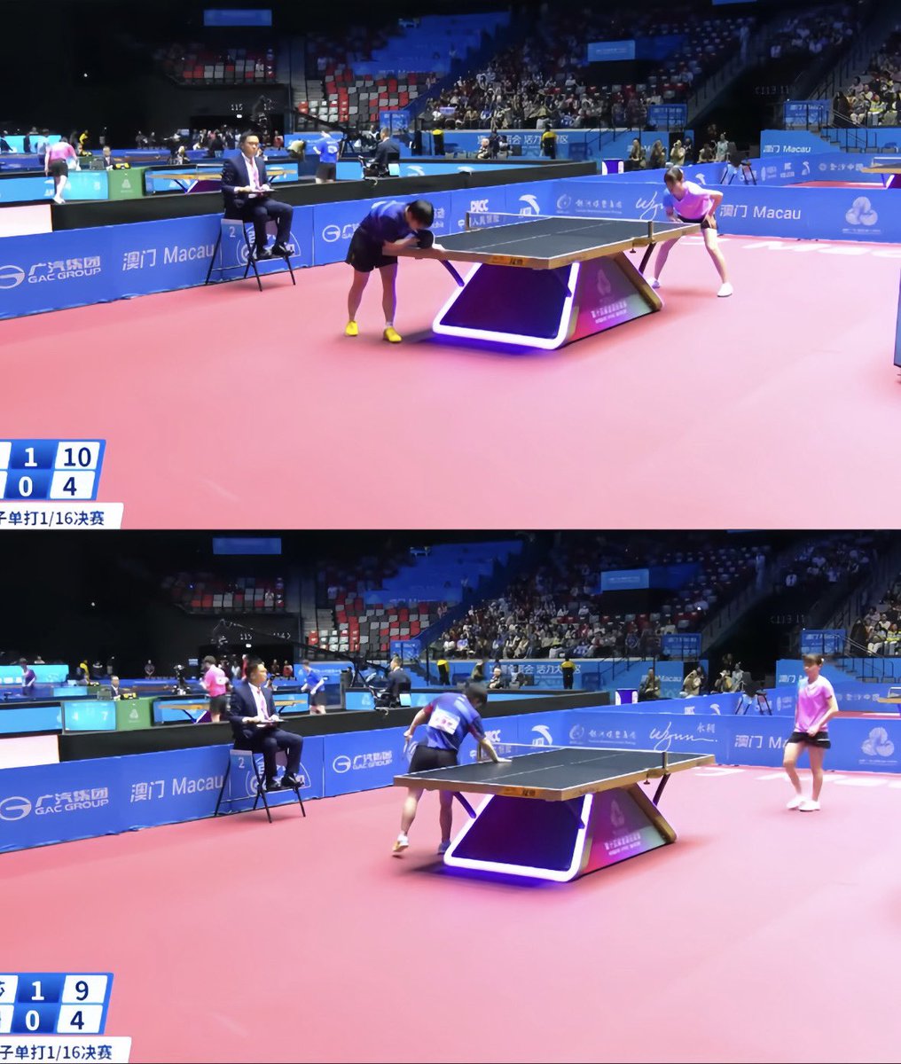 Sun_20001104's tweet photo. 全運会2025🇨🇳🏓
孫穎莎vs 劉煒珊4-0のストレート勝利✨️
25歳になり1発目の試合でしょうか？！
カメラのアングルに驚いたけど莎莎がボールを取りに何度もカメラ前に！🤭📸
タオルを忘れたり笑顔が見られたり2セット目取った後のガッツポーズ💪🏻があったり...！
 #孫穎莎 #莎莎 #sunyingsha #tabletennis #全運会